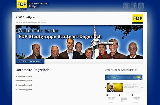 Viel zu sehen gibt es derzeit nicht auf der Homepage der Degerlocher FDP. Die Stadtgruppe muss sich erst einmal sortieren. Foto: Screenshot