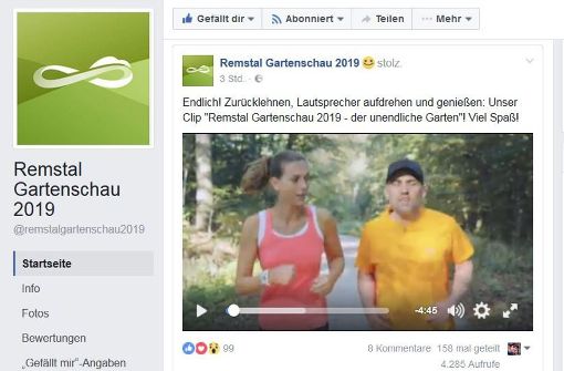 Ein aufwendiger Videoclip soll von jetzt an für die Remstal-Gartenschau 2019 werben. Foto: Screenshot Youtube / Remstal Gartenschau 2019