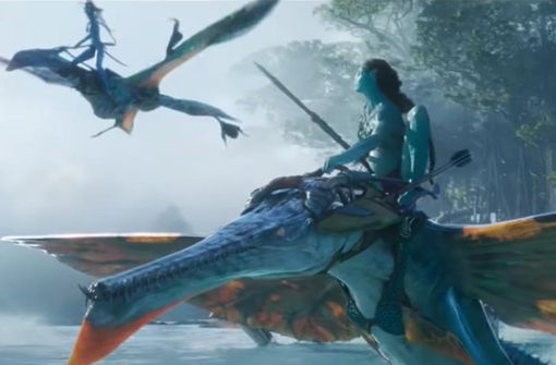 Flugechsen  dienen den außerirdischen Na’vi als Fortbewegungsmittel: Szene aus dem 2. Trailer zu „Avatar 2“ Foto: 20th Century Studios