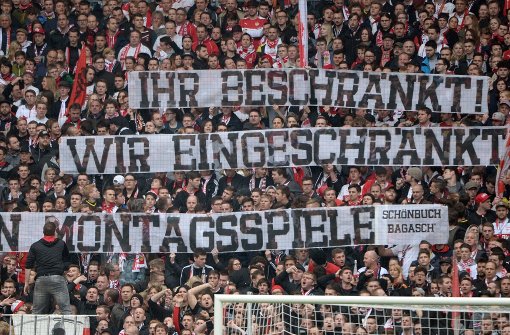 Das Commando Cannstatt will auch vor dem Heimspiel gegen St. Pauli wieder gegen Montagsspiele protestieren. Foto: dpa