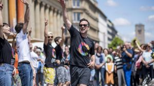 Der Held der Stunde: Eric Gauthier auf dem Schlossplatz in Stuttgart. Foto: 7aktuell.de/Oskar Eyb