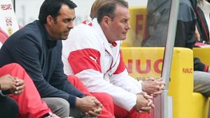 Optimismus ja, Lockerheit nein: VfB-Sportchef Robin Dutt (li.) mit  Trainer Huub Stevens Foto: Baumann