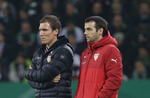 Junges Gespann: VfB-Cheftrainer Hannes Wolf (li.) und sein Co Miguel Moreira Foto: Baumann