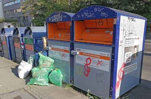 Wenn die Container voll sind, laden die Leute ihre Säcke einfach daneben ab. Foto: Marta Popowska