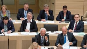 Mitglieder der Fraktion der Partei Alternative für Deutschland (AfD) sitzen im Plenarsaal des Landtags von Baden-Württemberg in Stuttgart. Foto: dpa