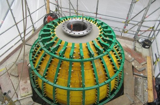 Diese Betonkugel mit drei Metern Durchmesser wollen die Forscher im Bodensee versenken. Foto: HOCHTIEF Engeneering