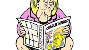 Kanzlerin auf dem Klo:  „Charlie Hebdo“-Karikatur Foto: Charlie Hebdo