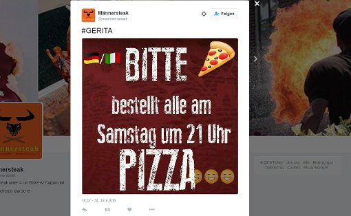 Gemein, aber reizvoll: Die Idee, am Samstag um 21 Uhr die Italiener mit Pizzabestellungen abzulenken, kursiert zurzeit im Netz. Foto: Screenshot/SIR