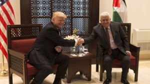 Donald Trump beim Treffen mit Palästinenserpräsident Mahmud Abbas. Foto: POOL
