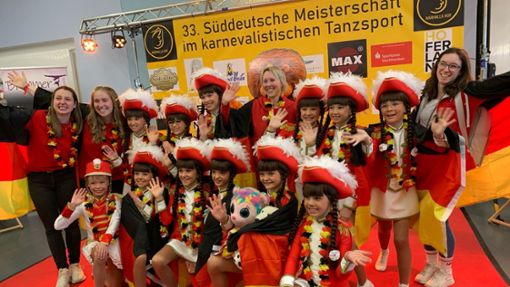 Köln, wir kommen: Nach dem sechsten Platz bei den Süddeutschen Meisterschaften ist die Kindergarde aus Neuhausen in Köln dabei. Foto: Anke Schönecker/Anke Schönecker