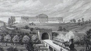 1850: Stolz präsentiert ein Stahlstich das Königliche Landhaus Rosenstein in Verbindung mit dem Eisenbahntunnel Foto: Stadtarchiv Stuttgart