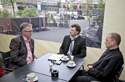 Sören    Schwesig, StN-Redakteur Martin Haar und Christian Hermes Foto: Peter Petsch