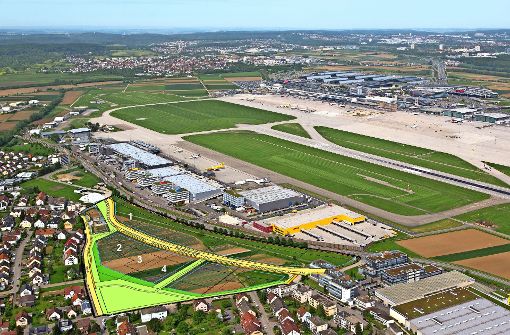 Vier große Grundstücke hat die Stadt noch an Investoren auf dem Filder-Airport-Areal zu vergeben Foto: Mende/Stadt Filderstadt
