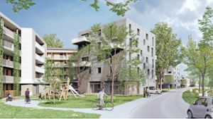 So soll die Zukunft in den Badwiesen in Kirchheim aussehen:  Die Bestandsgebäude werden saniert und  um eine Etage aufgestockt, davor  entstehen  Neubauten mit acht Wohnungen. Foto: /Bankwitz Planungsgesellschaft