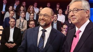 Viel Einigkeit im Streitgespräch: Martin Schulz (li.) und Jean-Claude Juncker Foto: dpa
