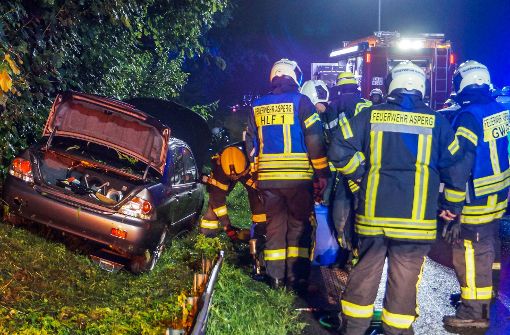 Die Feuerwehren Asperg und Möglingen rückten mit acht Fahrzeugen zum Unfallort aus. Foto: SDMG