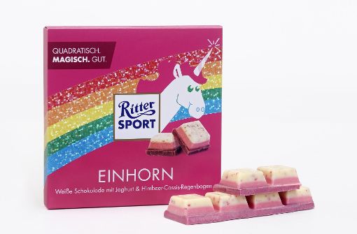 Objekt der Begierde: Die Einhorn-Schokolade erfreut sich großer Beliebtheit. Foto: Ritter Sport