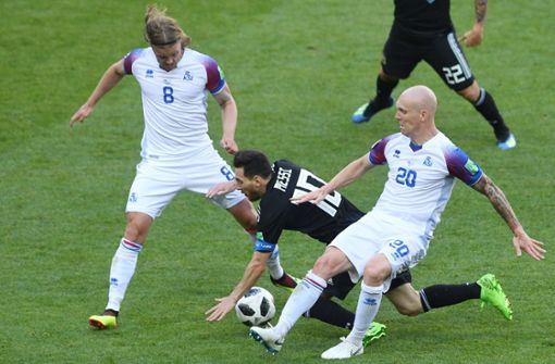 Die Isländer brachten Lionel Messi und Argentinien oft ins Stolpern. Foto: AFP
