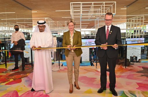 Wirtschaftsministerin Nicole Hoffmeister-Kraut (CDU) hat am Sonntag das umstrittene Baden-Württemberg-Haus auf der Expo in Dubai eröffnet. Foto: dpa/Ryan Lim
