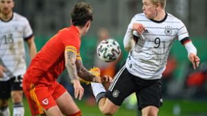 Jonathan Burkardt traf in der 26. Minute für die U21 des DFB. Foto: dpa/Swen Pförtner