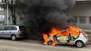 Die Feuerwehr konnte verhindern, dass die Flamen auf andere Fahrzeuge übergriffen. Foto: Feuerwehr Stuttgart