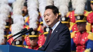 Südkoreas Präsident Yoon Suk-yeol bei einer Rede Anfang Oktober Foto: AFP/YONHAP
