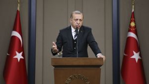 Der türkische Präsident Recep Tayyip Erdogan bei einer Pressekonferenz in der vergangenen Woche. Foto: Presidency Press Service/AP