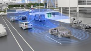 Verkehr der Zukunft – die Fahrzeuge kommunizieren miteinander und fahren autonom. Foto: ZF
