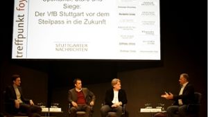 Moderator Barner, Präsident Wahler, Dutt und Gentner (v. re.). Foto: Lichtgut