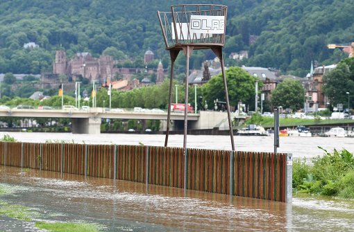 Der Neckar trat wie hier in Heidelberg wegen des starken Regens über die Ufer. Foto: dpa