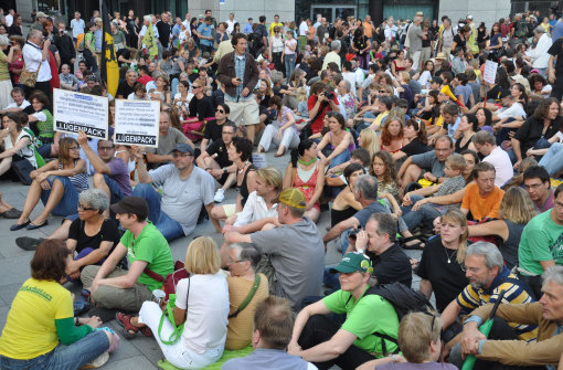 Die Demonstrationen in der Stuttgarter Innenstadt. Foto: Andreas Rosar