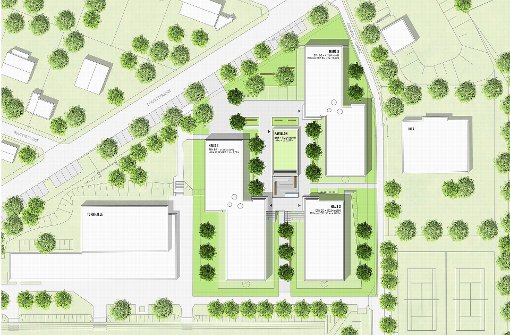So sollen die fünf Gebäude   laut Planung aussehen, in denen künftig   250 Wohnungen für Studierende Platz finden sollen. Foto: Hank + Hirth Freie Architekten