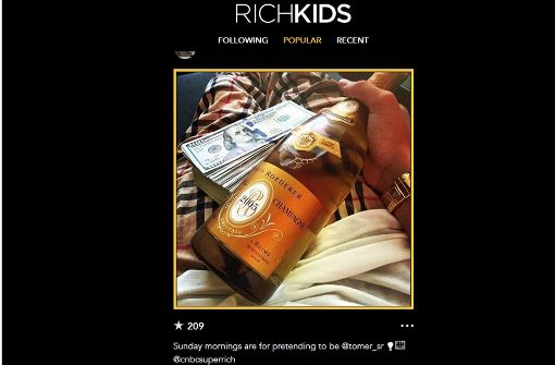 Für schlappe 1000 Euro im Monat kann man bei dem neuen sozialen Netwerk Rich Kids Mitglied werden. Foto: Screenshot richkids.life/app