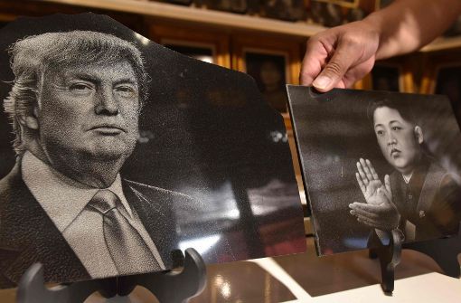 Zwei, die sich nicht wirklich mögen: Donald Trump (links) und Kim Jong Un. Foto: AFP