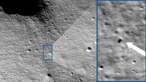 Obwohl er bei der Landung womöglich umgekippt ist, schickte der Nova-C-Lander Bilder vom Mond. Foto: Uncredited/NASA/Goddard/Arizona State University/AP/dpa