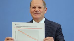 Finanzminister Olaf Scholz will bei der Etatvorstellung will mit Grafiken überzeugen. Foto: dpa
