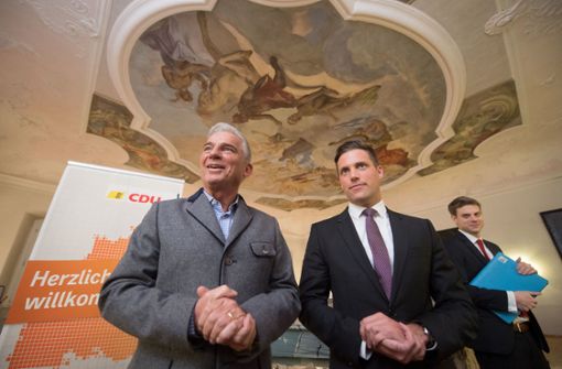 Der CDU-Landesvorsitzende Thomas Strobl (li.) und Generalsekretär Manuel Hagel im Kloster Schöntal Foto: dpa