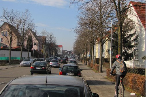 Der Radweg an der Kirchheimer Straße sei aufgrund der zahlreichen Seitenwechsel umständlich zu befahren, findet der Bezirksbeirat Foto: Judith A. Sägesser