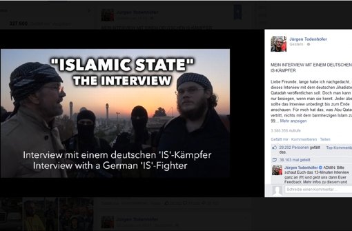 Todenhöfer hat sein Interview mit dem deutschen IS-Kämpfer auch  auf seiner Facebook-Seite veröffentlicht Foto: Screenshot