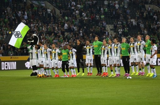 Die Mannschaft von Borussia Mönchengladbach im Glück. Foto: dpa