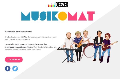 Im „Musik-O-Mat“ kann man testen, welche Partei am ehesten den eigenen Musikgeschmack trifft. Foto: Screenshot/Musik-O-Mat
