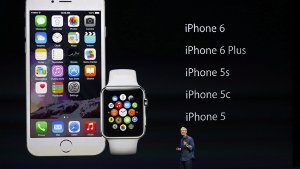 Apple geht in die Großoffensive. Auf der Keynote in Cupertino stellte der Konzern das iPhone 6, das iPhone 6 Plus und die Apple Watch vor. Foto: dpa