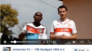 VfB-Fan Johannes Fri grüßt und nominiert für die Ice Bucket Challenge aus Botswana. Foto: Screenshot SIR