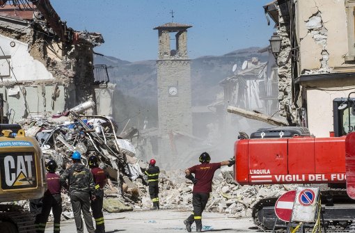 Ein Erdbeben hatte die kleine Stadt Amatrice in Italien am Mittwoch vor einer Woche vollkommen zerstört. Foto: ANSA
