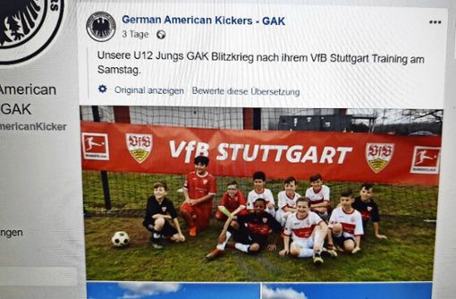 Der Auslöser: Bei diesem Facebook-Post  hieß das Jugendteam der German American Kickers noch „Blitzkrieg“. Foto: Facebook/German American Kickers