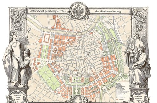 Grundplan der Wiener Stadterweiterung von 1859, Foto:   Wien Museum Foto:  