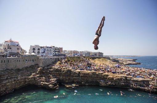 Der Amerikaner Andy Jones beim Sprung aus 27 Metern. Foto: Getty Images Europe