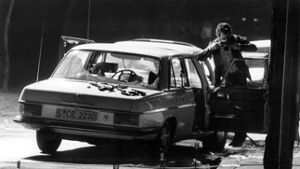 Tatort der Entführung des damaligen Arbeitgeberpräsidenten Hanns Martin Schleyer durch die  RAF in Köln (Archivfoto vom 5.September1977). Foto: dpa Foto:  