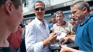 Michael Schumacher besucht das Mercedes-Werk in Sindelfingen Foto: dpa