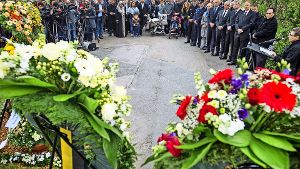 Politiker, Polizisten und Angehörige gedenken in Heilbronn der Opfer der NSU-Anschläge. Foto: dpa